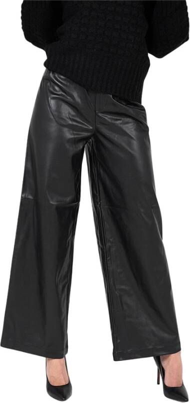 Silvian Heach Wide eco leather trousers Zwart Dames