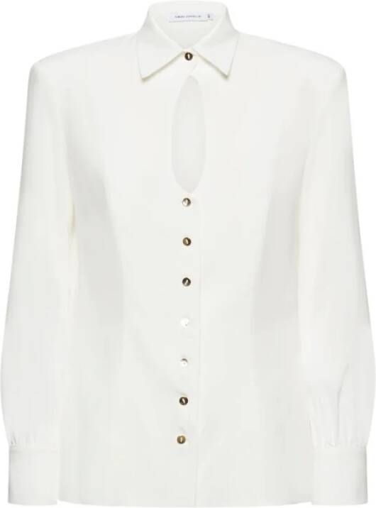 Simona Corsellini Zijden Mix Druppelhals Knoopshirt White Dames