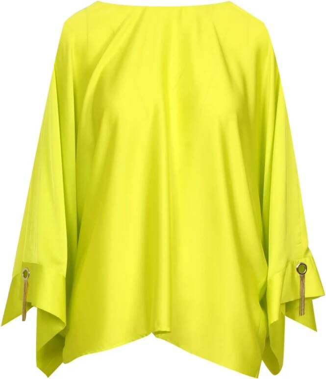Simona Corsellini Lime Satin Batwing Blouse Yellow Dames