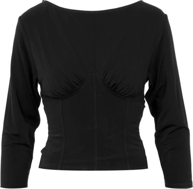 Simona Corsellini Elegante Zwarte Longsleeve Top Black Dames
