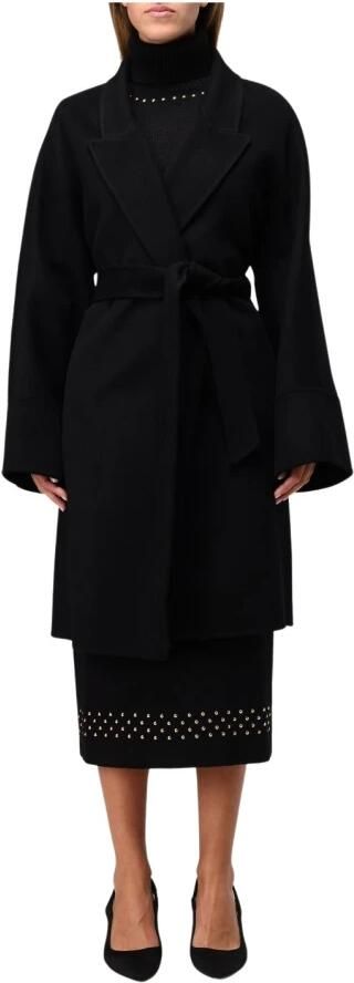 Simona Corsellini Dubbele doek jas gewaad stijl Black Dames