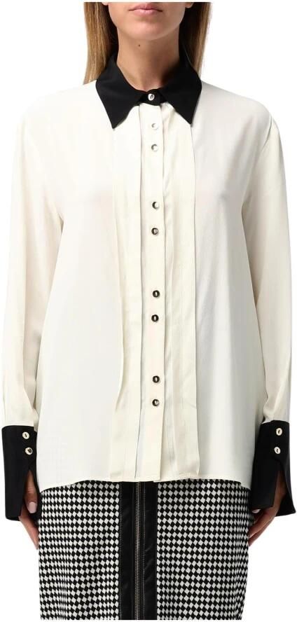 Simona Corsellini Zijden Acetaat Overhemd met Kraag en Manchet Contrast White Dames