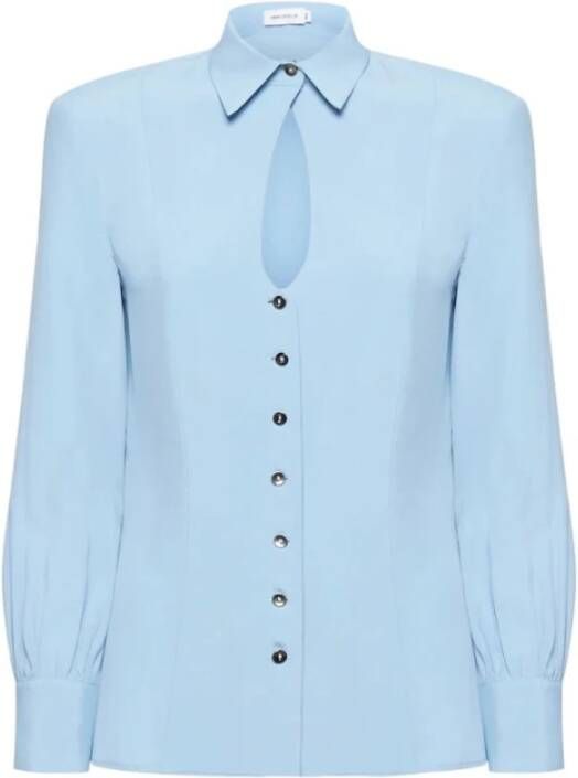 Simona Corsellini Zijden Mix Druppelhals Knoopshirt Blue Dames
