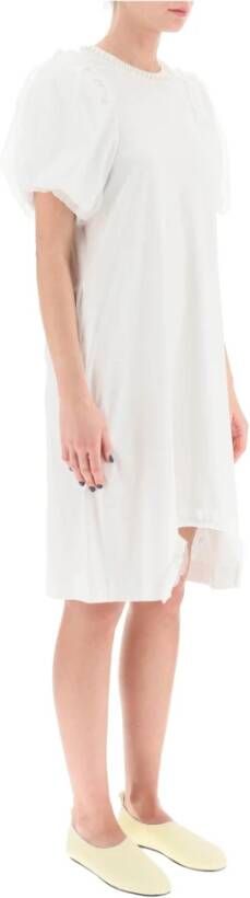 Simone Rocha Katoenen jurk met tule mouwen en parels White Dames