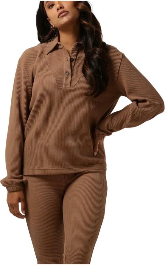 SIMPLE Dames Blouses Paula Jer-org-cot-22-3 Bruin - Foto 4