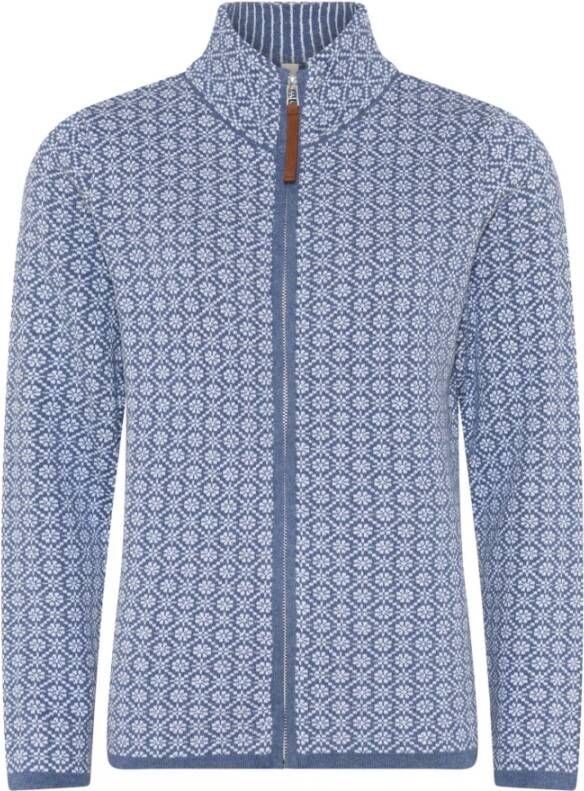 Skovhuus Blauwe Jacquard Rits Cardigan Jas Blue Dames
