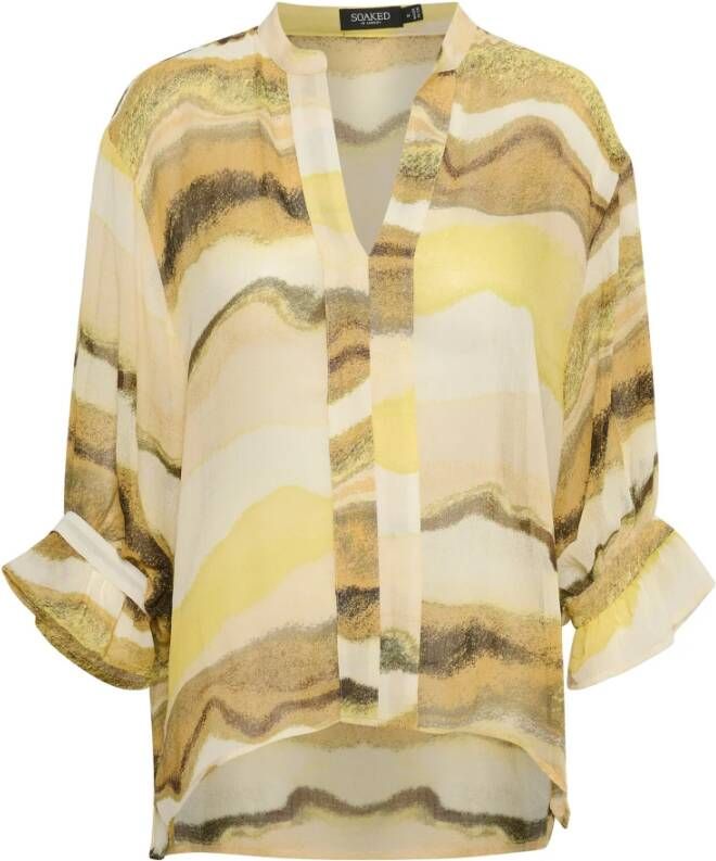 Soaked in Luxury Abstract Waterverf Blouse Multicolor Dames