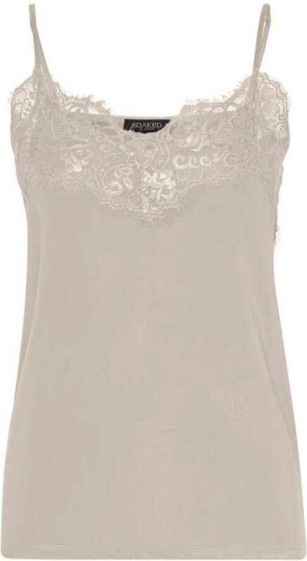 Soaked in Luxury Mouwloze tops Beige Dames