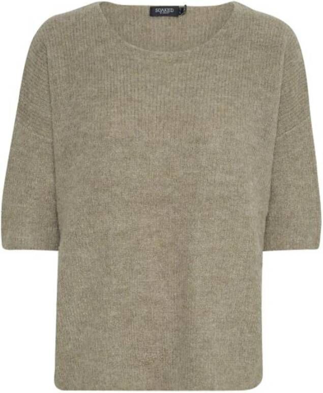 Soaked in Luxury Ronde hals gekweek Beige Dames