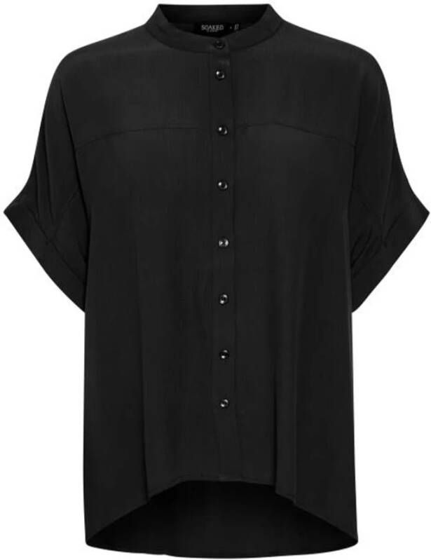Soaked in Luxury Zwarte losvallende blouse met korte wijde mouwen Black Dames