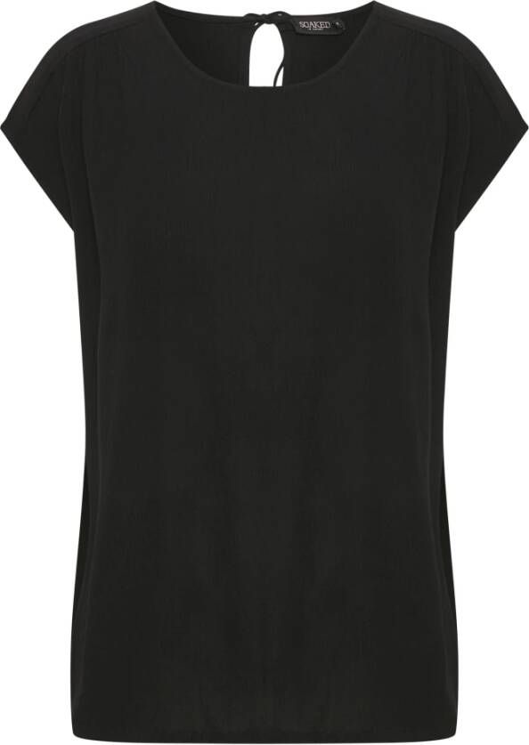 Soaked in Luxury Zwarte losvallende top met striknek Black Dames