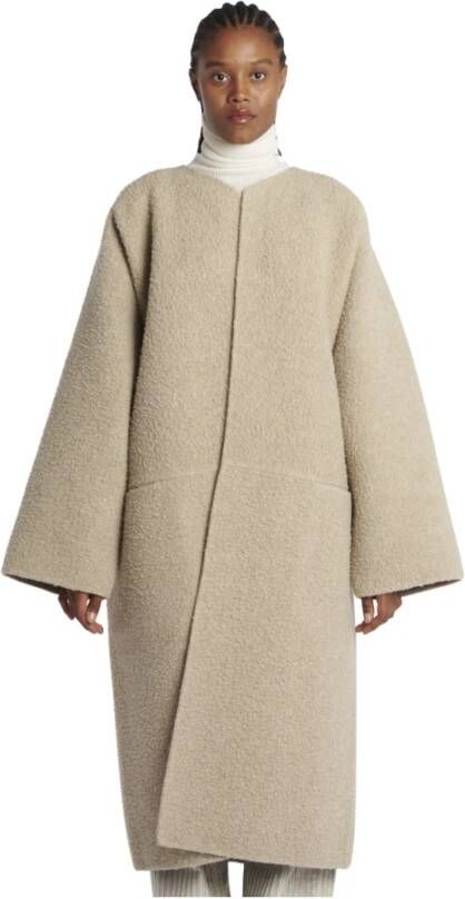 Sofie D'hoore Gekrulde Overjas in Zandkleurige Wol Beige Dames