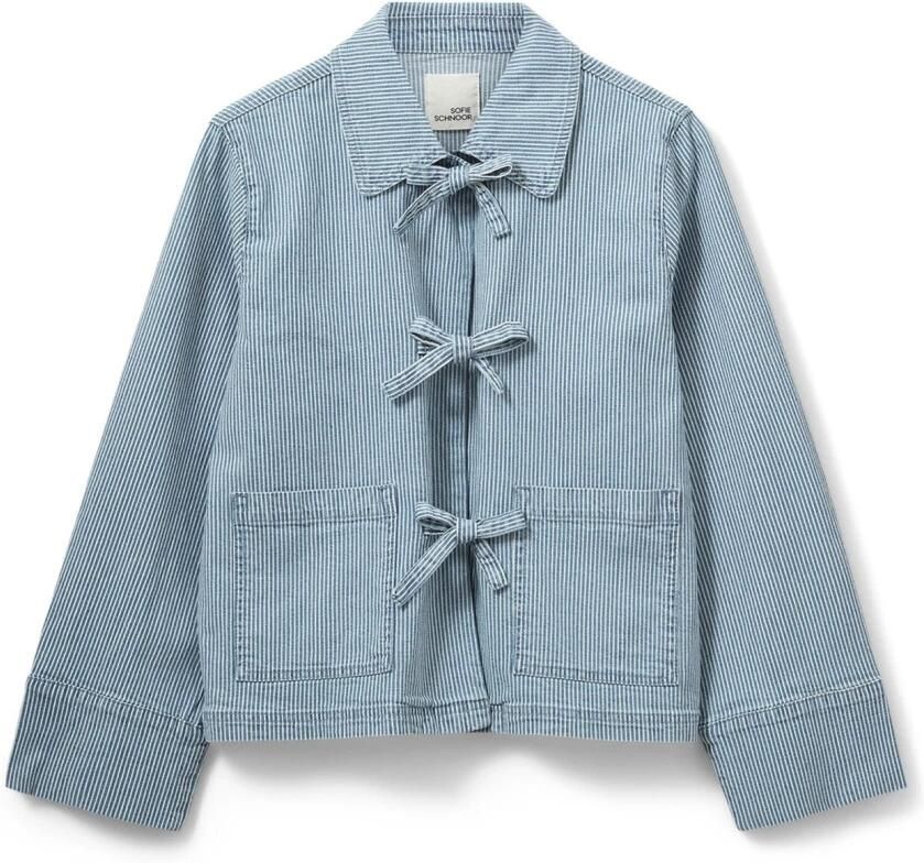 Sofie Schnoor Blauw Gestreepte Denim Jack met Strik Details Blue Dames