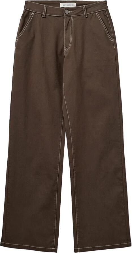 Sofie Schnoor Donkerbruine Straight-Leg Broek Snos523 Brown Dames