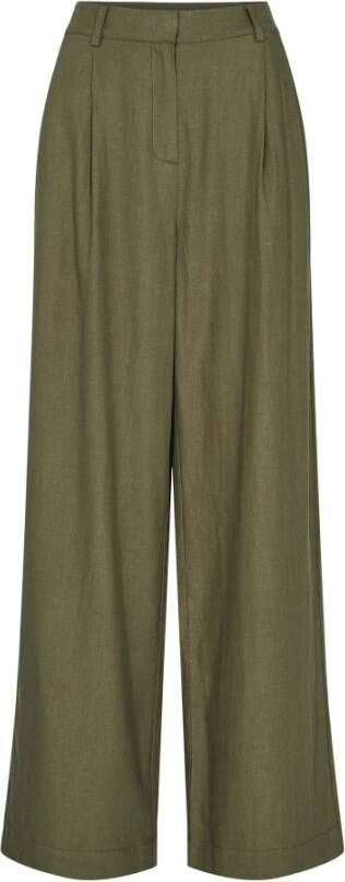 Sofie Schnoor Army Green Linnen Broek met Relaxte Pasvorm Green Dames