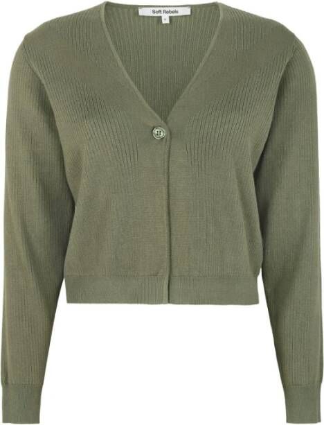 Soft Rebels SRBrenda Gebreid Vest Green Dames