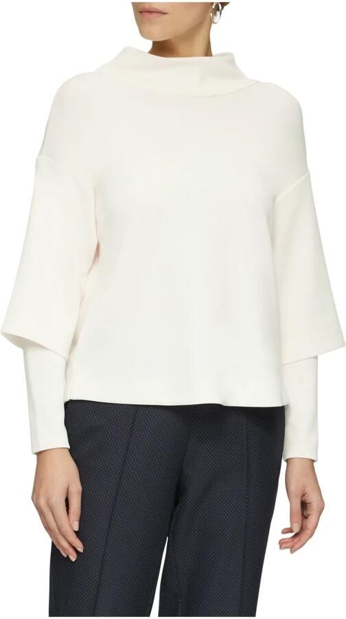 S.Oliver BLACK LABEL Sweatshirt met grote opstaande kraag en dubbellaagse mouwen