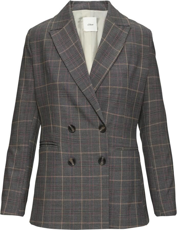 S.Oliver BLACK LABEL Slim fit geruite blazer met dubbele knoopsluiting - Foto 4