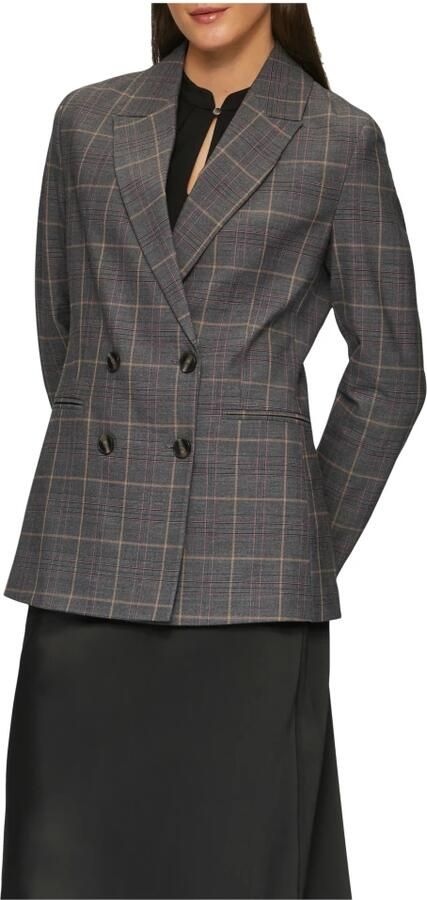 S.Oliver BLACK LABEL Slim fit geruite blazer met dubbele knoopsluiting