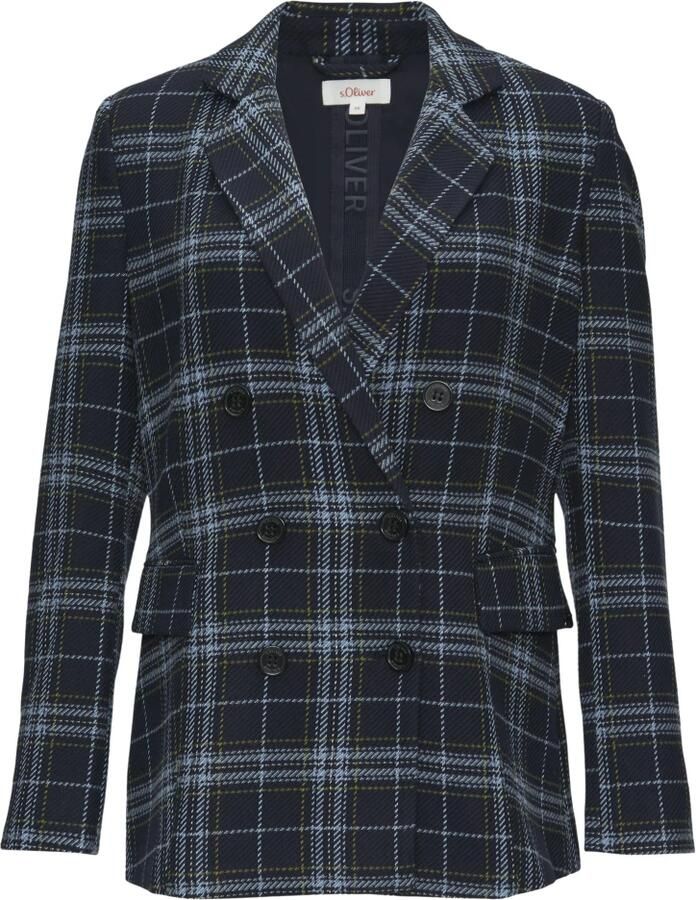 S.Oliver geruite rechtvallende blazer donkerblauw lichtblauw - Foto 4