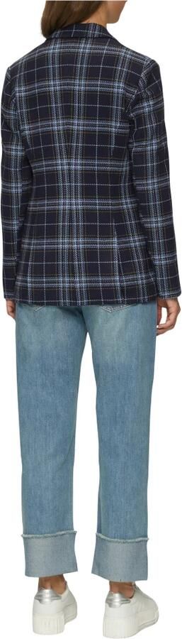 S.Oliver geruite rechtvallende blazer donkerblauw lichtblauw - Foto 3