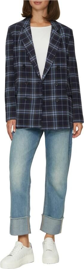 S.Oliver geruite rechtvallende blazer donkerblauw lichtblauw - Foto 2