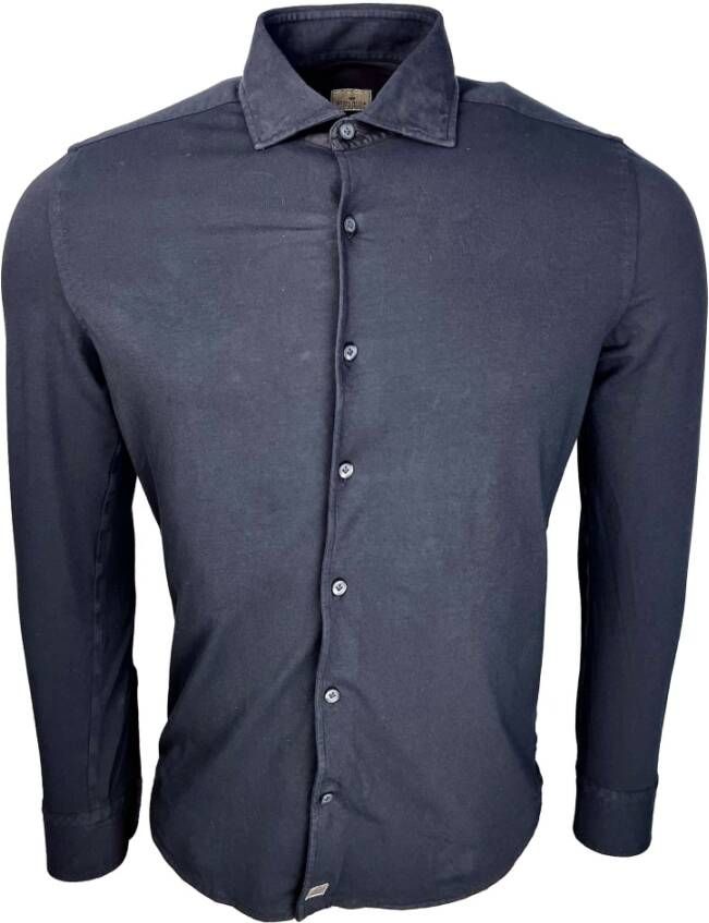 Sonrisa Zwart Jersey Shirt Gemaakt in Italië Blauw Heren