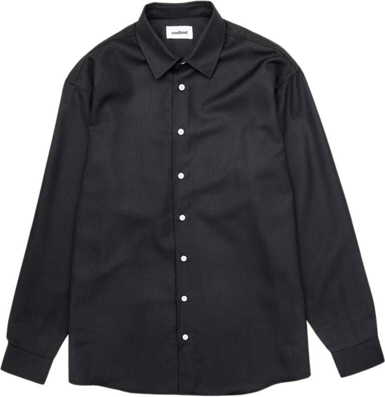 Soulland Relaxed-fit overhemd met lange mouwen van wol Black Heren
