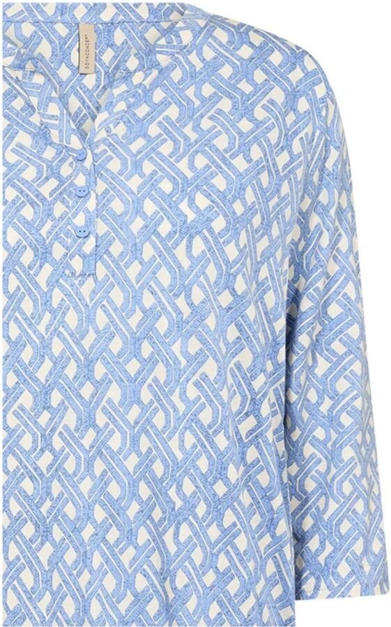 Soyaconcept Blauw Bloemig Shirt met V-Hals Blue Dames