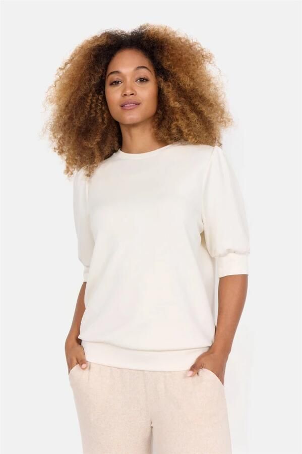 Soyaconcept Comfortabele Crème Sweater met Korte Mouwen Beige Dames - Foto 6