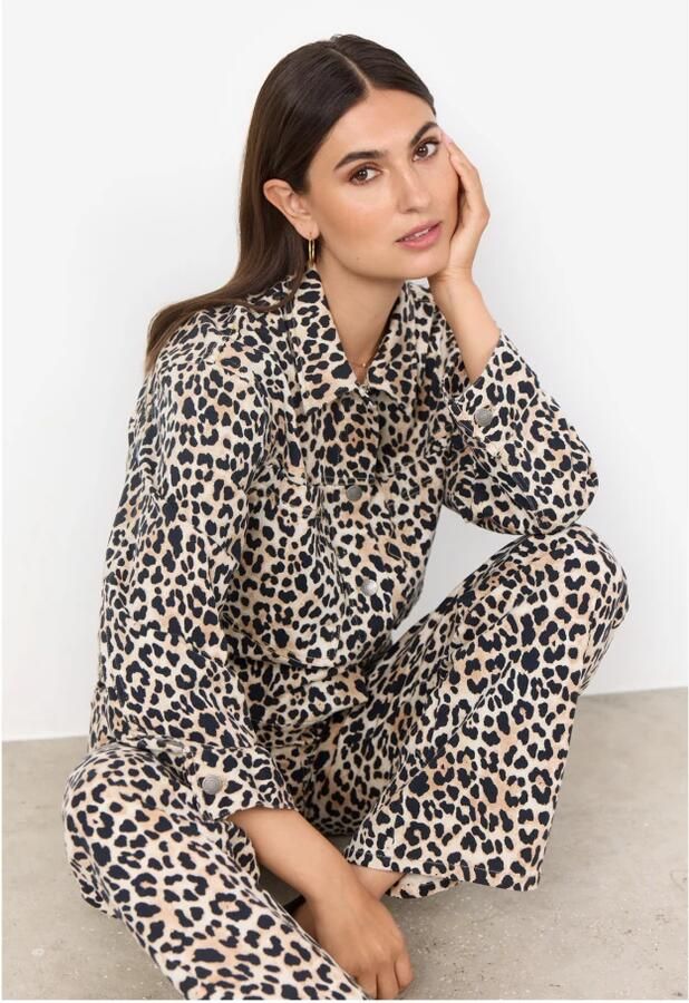 Soyaconcept Stijlvolle Camel Jas met Dierenprint Brown Dames - Foto 3