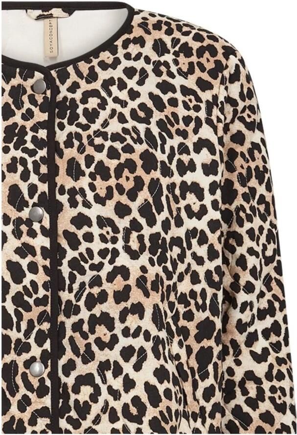 Soyaconcept Luipaardprint Jas met Zwarte Details Brown Dames - Foto 2
