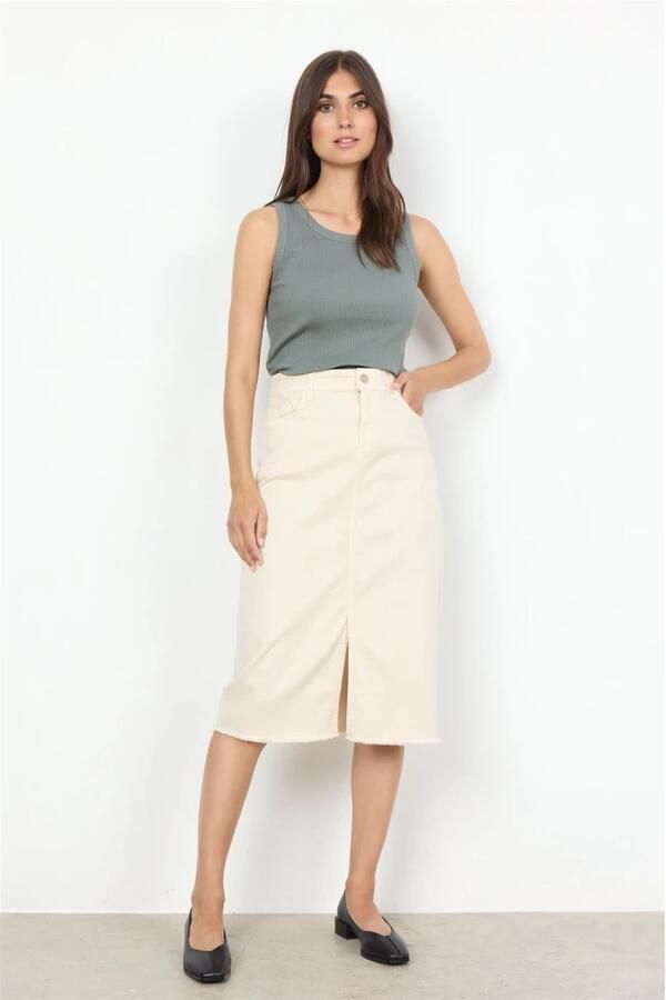 Soyaconcept Moderne Denim Rok met Split Beige Dames - Foto 3
