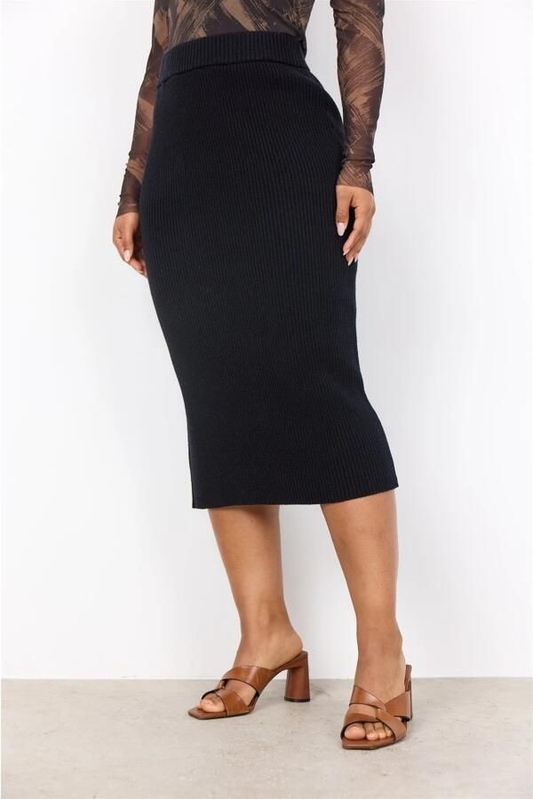 Soyaconcept Moderne Geribbelde Midi Rok Zwart Black Dames - Foto 4