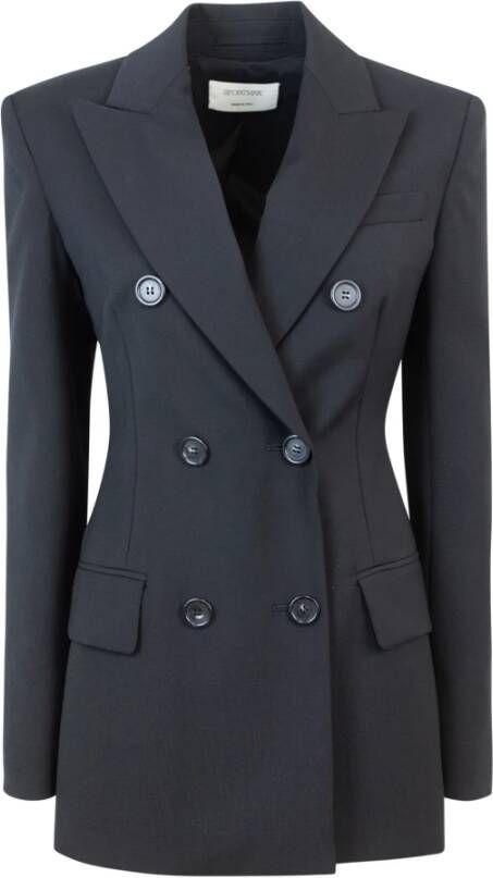 SPORTMAX Zwarte Wollen Blazer Double-Breasted Jas Black Dames