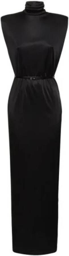 SPORTMAX Mouwloze jurk met hoge hals en riem Zwart Dames