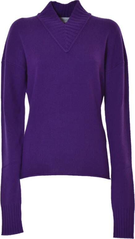 SPORTMAX V-hals gebreide kleding Paars Dames
