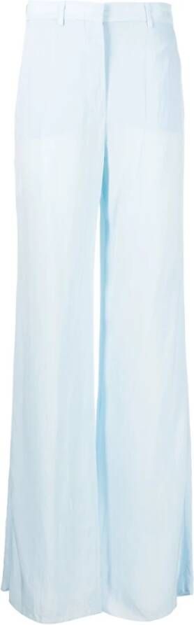 Max Mara Blauwe Viscosebroek Gekreukeld Effect Blue Dames