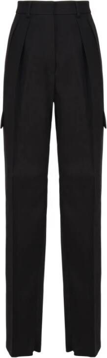 SPORTMAX Zwarte Cargo Broek met Verborgen Knoopsluiting Zwart Dames