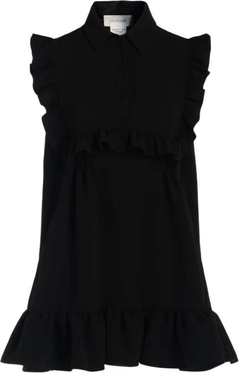 SPORTMAX Zwarte mini-jurk met ruches Zwart Dames
