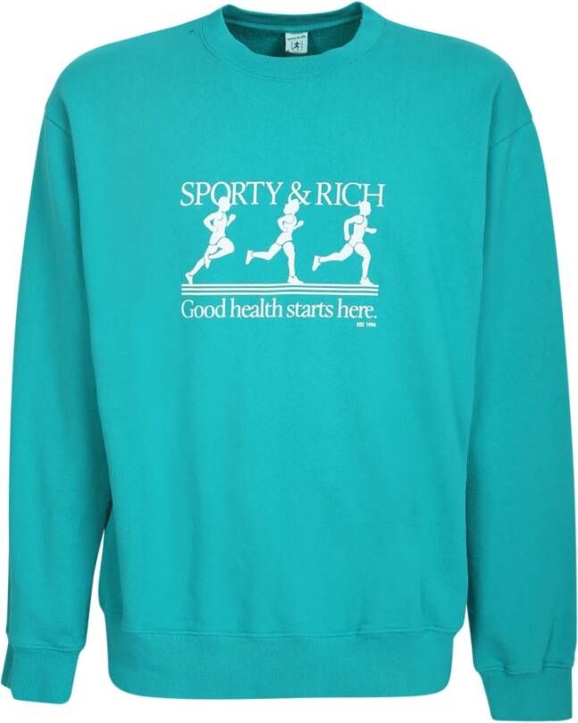Sporty & Rich Blauwe Sweatshirt met Logo Print voor Heren Blauw Heren