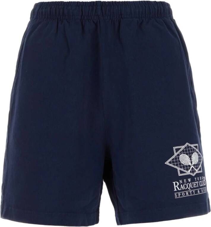 Sporty & Rich Sporty Rich Donkerblauwe Katoenen Shorts Blue Dames
