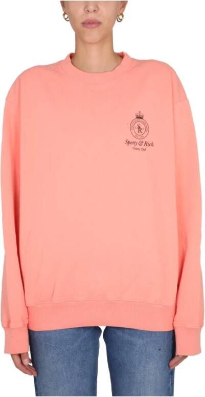 Sporty & Rich Crown Sweatshirt Roze Unisex