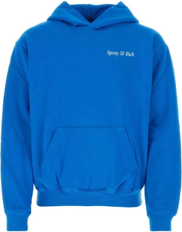 Sporty & Rich Elektrisch blauwe katoenen sweatshirt Stijlvol en comfortabel Blauw Heren