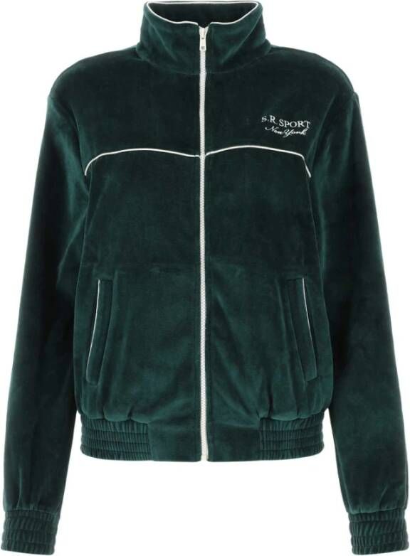 Sporty & Rich Fles groen chenille sweatshirt Groen Dames