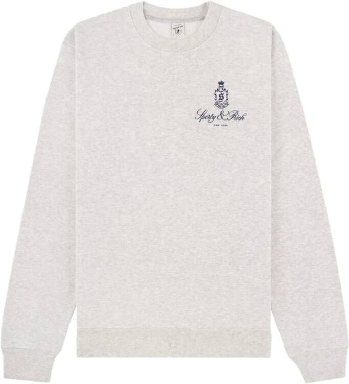 Sporty & Rich Heather Gray Navy Crewneck Sweatshirt Beige Heren