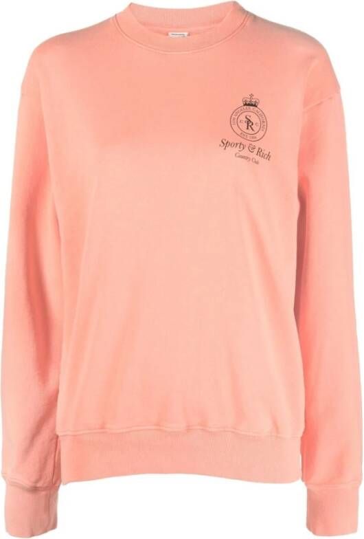 Sporty & Rich Katoenen Sweatshirt met Grafische Print Roze Heren