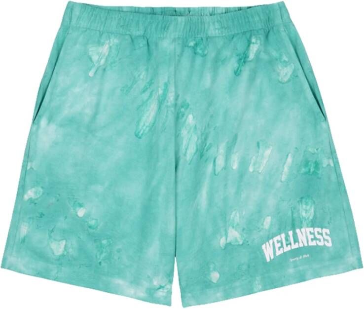 Sporty & Rich Lichtblauwe Tahiti Wellness Ivy Tie Dye Bermuda Shorts Green Heren