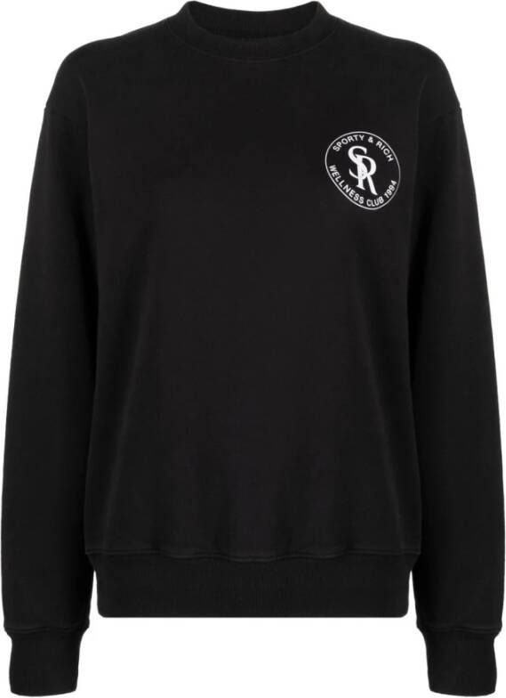 Sporty & Rich Logo-Patch Crew Neck Sweatshirt Zwart Dames