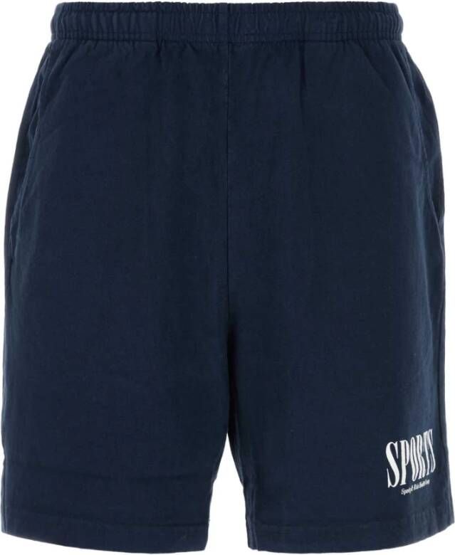 Sporty & Rich Midnight Blue Bermuda Shorts van Katoen Blauw Heren
